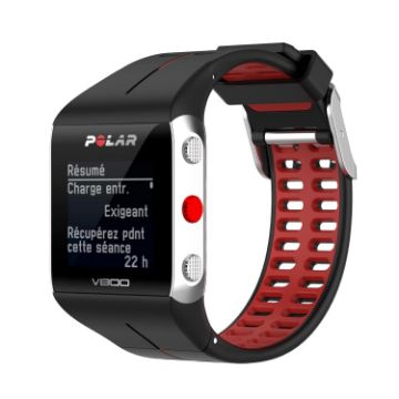 Picture of For Polar V800 GPS Smart Watch Two-color Steel Buckle Watch Band (Black+Red)