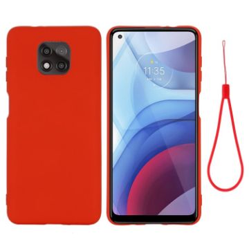 Picture of For Motorola Moto G Power (2021) Pure Color Liquid Silicone Shockproof Phone Case (Red)