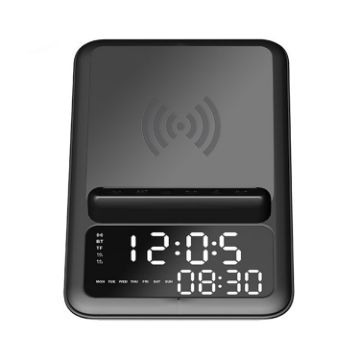 Picture of AEC BT512 Multifunctional Bluetooth Speaker 10W Wireless Charger LED Desktop Electronic Alarm Clock